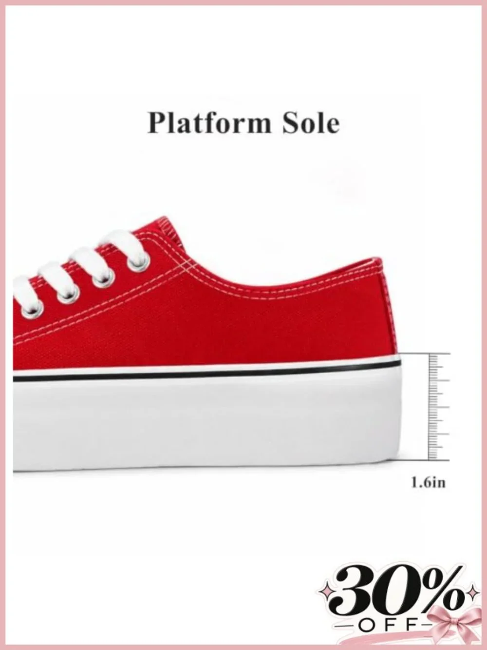 Platform Lace Up Canvas Sneakers Low Top Non Slip Tennis Shoes